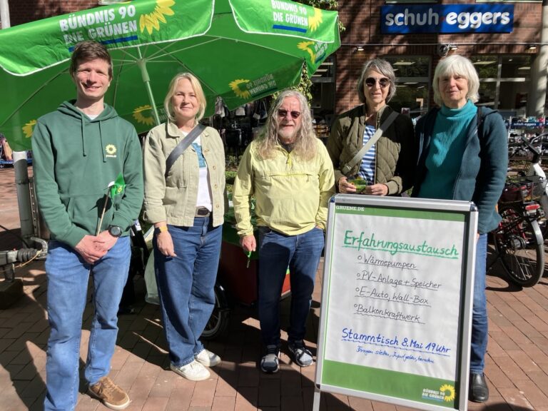 Infostand am Buchholzer Wochenmarkt: Einladung zum Energiestammtisch